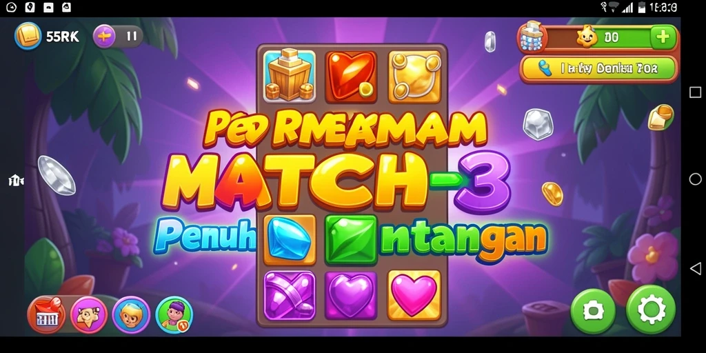 Tampilan gameplay seru di 55RK yang menguji strategi Match-3.