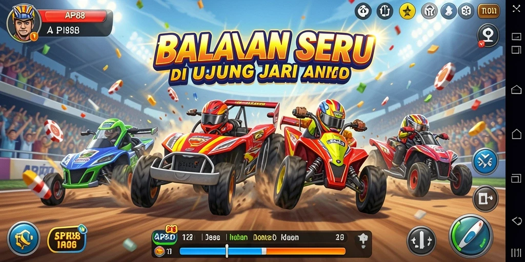 Tampilan gameplay API88 yang intens dan seru saat balapan.