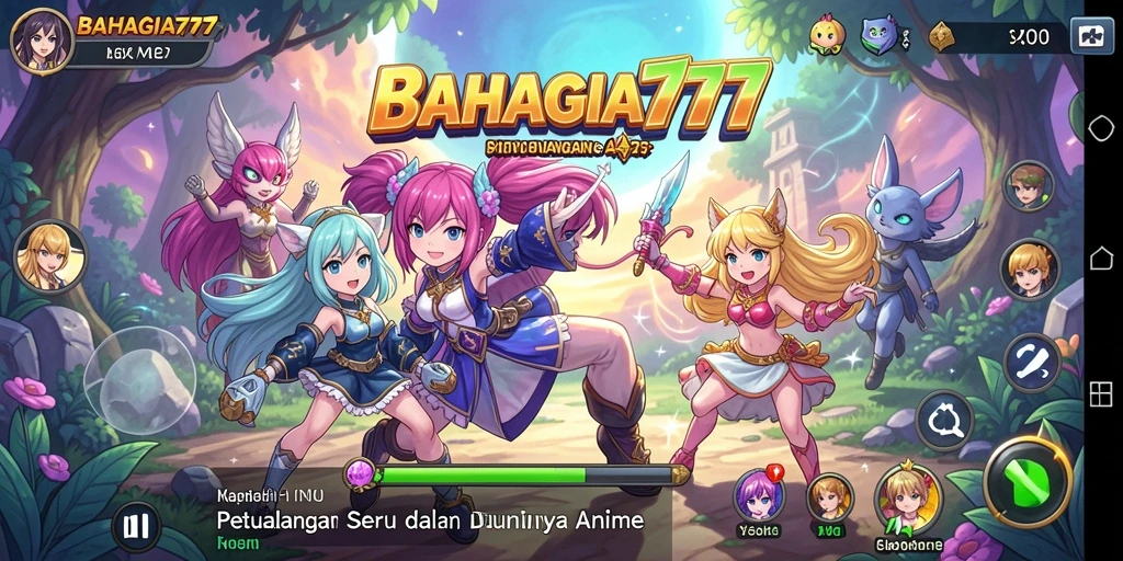 Tampilan screenshot gameplay BAHAGIA777 menampilkan aksi karakter Anime.