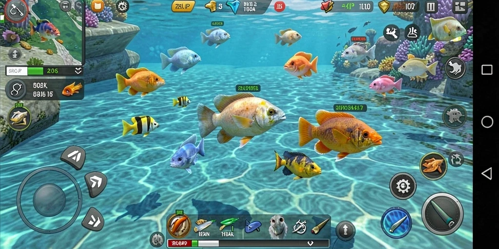 Tampilan gameplay BROJP yang menarik saat menembak ikan.