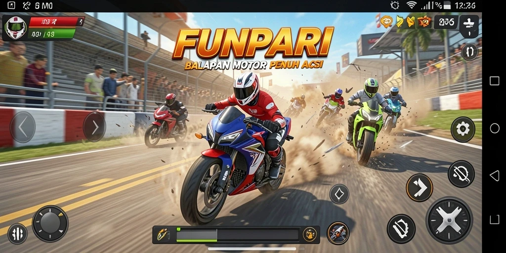 Gameplay seru balapan motor yang mendebarkan.