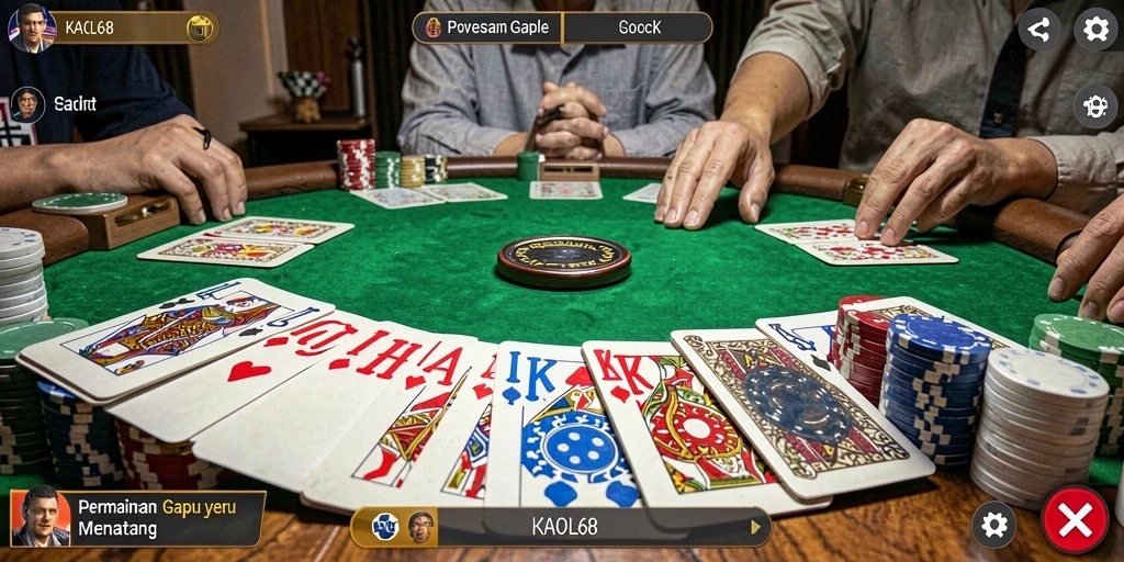 Tampilan menarik dari gameplay KAOL68 saat bermain Gaple.