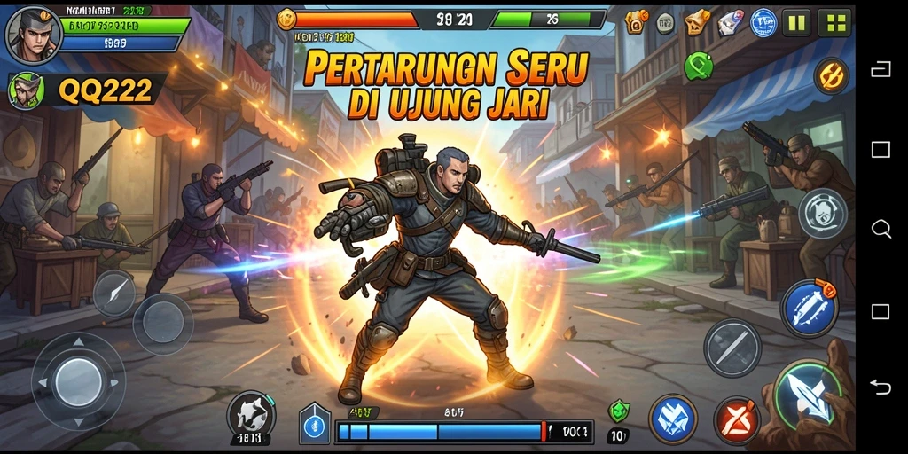 Tampilan gameplay seru pertarungan di QQ222.