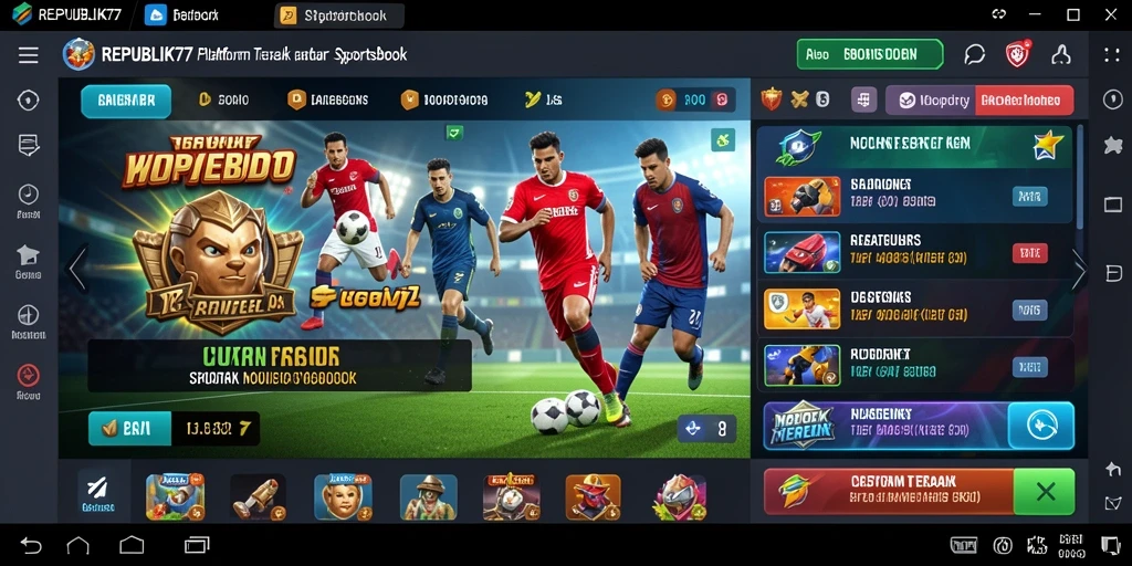 Screenshot utama REPUBLIK77 menampilkan gameplay menarik Sportsbook.