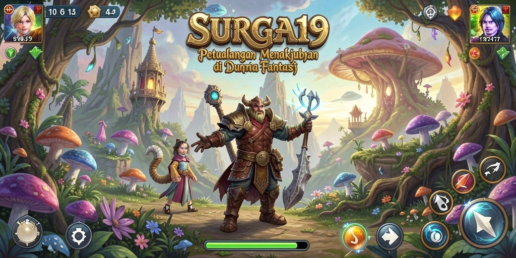 Screenshot gameplay SURGA19 menunjukkan petualangan mendebarkan di dunia fantasi.